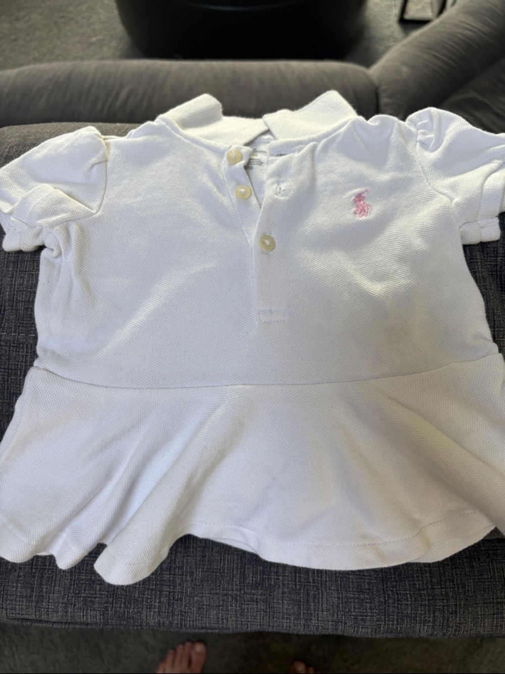 Ralph Lauren White Girls Polo dress with Pink Pony size 6 months. Excellent